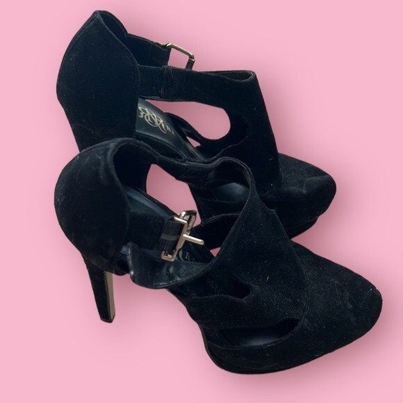 Rock Republic stiletto heels size 6 sexy faux suede pointed-toe shoes night out - Picture 1 of 8